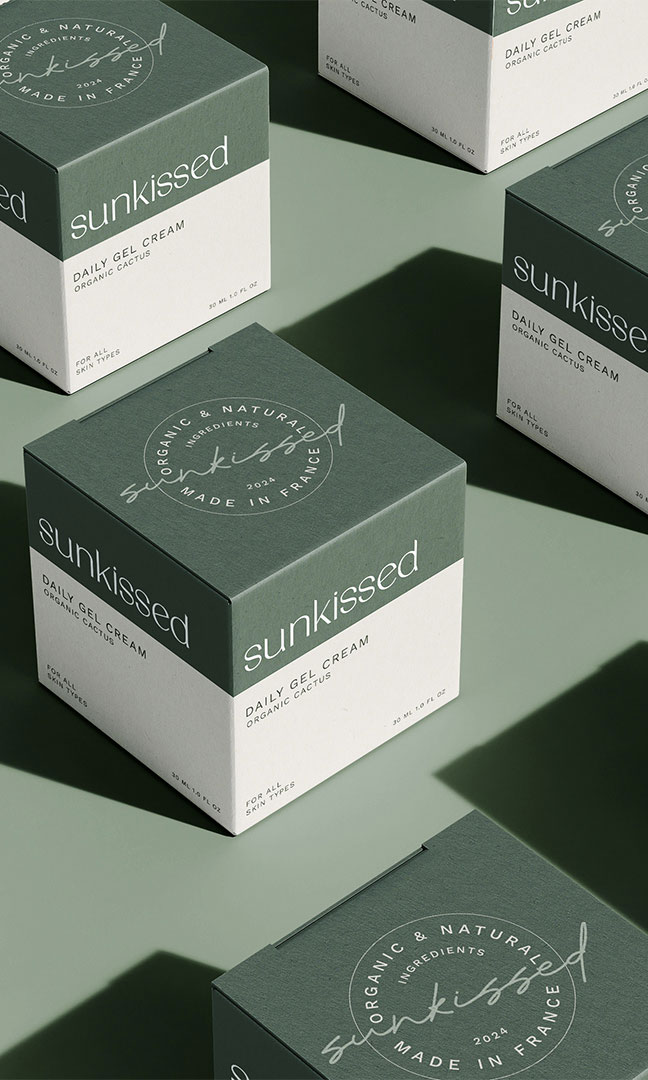 Visuel packaging Sunkissed | Graphisme & Web Design - Moz Studio